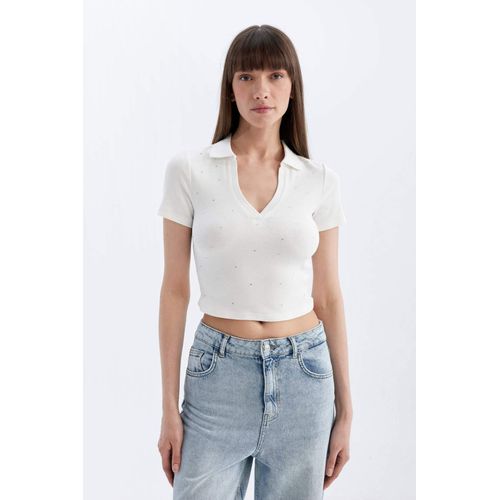 Slim Fit Ribbed Camisole Short Sleeve Polo T-Shirt