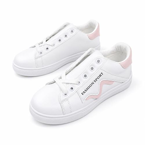 AF28 Women’s Casual Sport Sneakers Flat – Lightweight Breathable Design – Non-Slip Rubber Sole – Comfortable Daily Walking Shoes - White*Pink