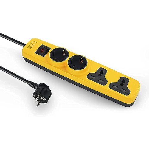 power strip 4 outlets (2 schuko sockets + 2 universal sockets) (yellow)