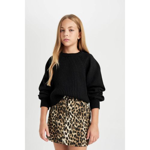 Girl Standard Fit Crew Neck Pullover - Black