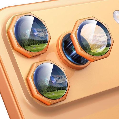 Camera lens protector for iPhone 17 Pro and 17 Pro Max, made of metal with 9H hardness, scratch-resistant camera screen protector, stylish accessory, case compatible (orange)