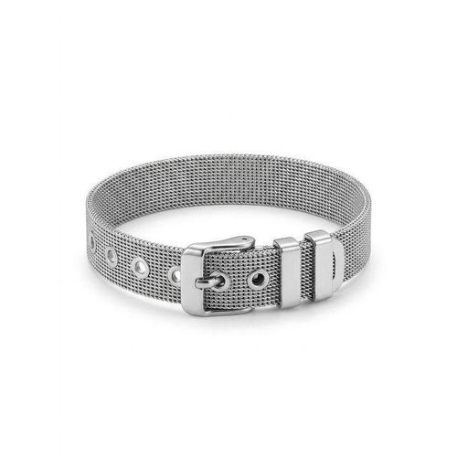 Trendy Stainless Steel Mesh Belt-Style Buckle Bracelet for Men and Women
