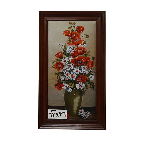 Vase Painting, Velvet Fabric, High Quality, 36 X 63 Cm