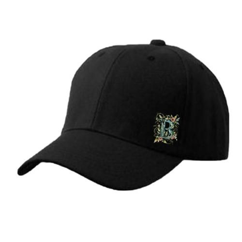 Alphabetcal black cap character printed with decorative letter (B)