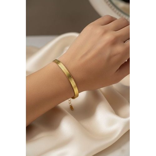 Womens Bracelet Stainless Steel Flat Snake Chain Design