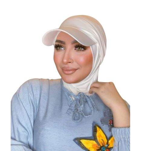 Women's comfortable, solid-color, all-in-one sports hijab cap with sun protection.