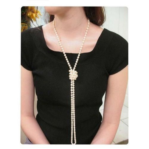 Off-white Pearl Bead Long Necklace