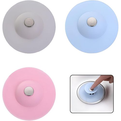 Silicone Sink Plug - Durable, Anti-Odor, Easy-to-Install Drain Cover with Push-Button System for Bathroom and Kitchen Use, Providing Leak-Proof and Smell-Resistant Sealing Solution 3pcs
