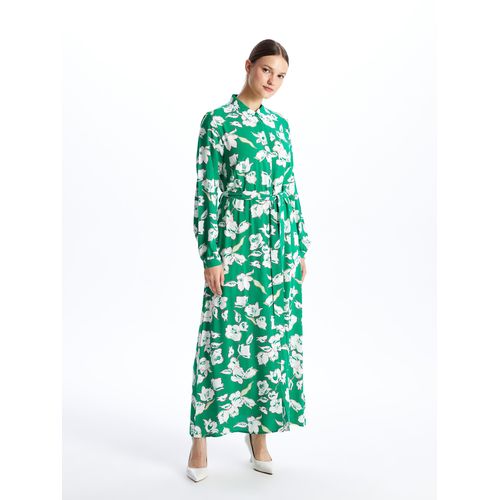 Patterned Long Sleeve Women's Shirt Dress