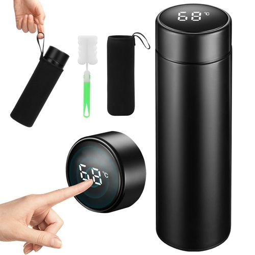 EMAGIE Smart Thermos Water Bottle for Coffee, Hot Water, Cold Drinks - Digital Stainless Steel Tumbler Mug - Gift for Men, Women, Outdoor, Office, Home, Sport