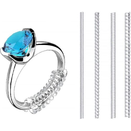 GSLSTGS Ring Size Adjuster for Loose Rings Invisible Ring Guard Clip Transparent Silicone Sizer Tightener Resizer Fit Almost Any Ring 4 Sizes Transparent-4Pcs