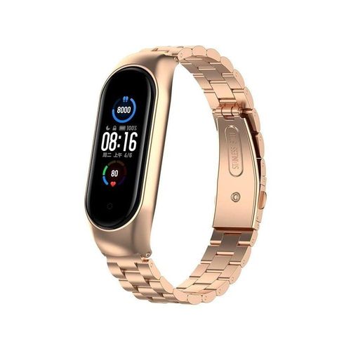 strap Compatible with Xiaomi Mi Band 34 Stainless Steel Watch Band Metal Replacement Bracelet Wristband for Xiaomi Mi Smart Xiaomi Mi Band 34 Rose gold