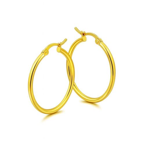 Gold Hoop Earrings for Women Gold Plated Stainless Steel Round Hoop Earrings Minimalist Lightweight Daily Jewelry Gift