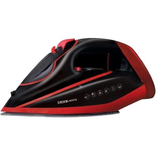 مكواة بخار 3100 وات بقاعدة غير لاصقة للتحكم في الحرارة من بلاك اند وايت، لون أسود/أحمر، موديل SI-3200