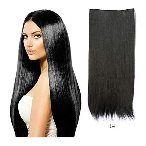 Long Wavy Synthetic Hair Extension with 5 Clips - Black