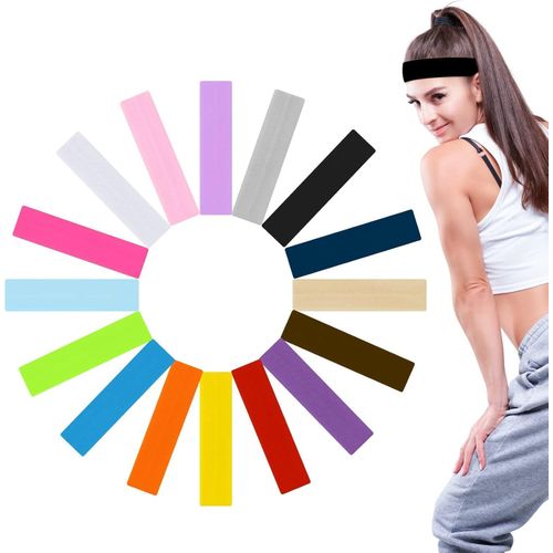 Firtink 12 Pcs Yoga Cotton Headbands Stretchy Elastic Solid Headbands Mixed Colors Ballet Head Band Cotton Sports Hairband for Women Girls Suitable for Yoga, Pilates, Running, Cycling