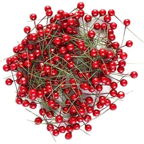 Forty Wings 80pcs Red Berries/Cherry Fruit Hanging Ornaments for Christmas Xmas Decoration Craft Hanging in Trees Banana Hedge Trees Decorations Everywhere