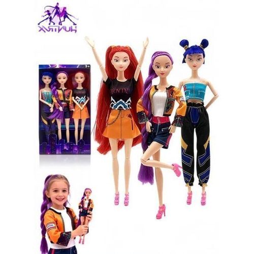 Kpop Demon Hunters Toys Action Dolls Set, 11.5-inch Poseable Dolls with Movable Joints, Collectible Model Toys for Fans and Kids Game Gift (Fashion Girls)