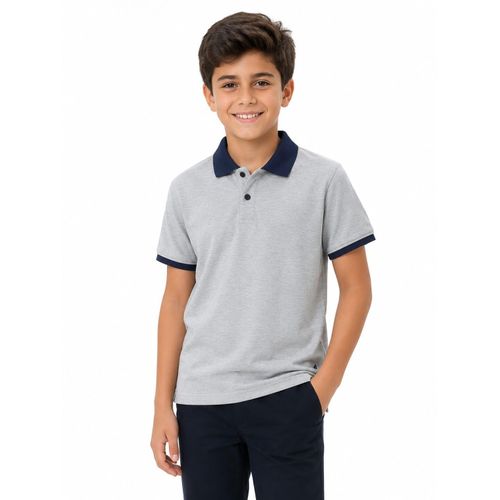 Polo Neck Short Sleeves T-Shirt - GREY
