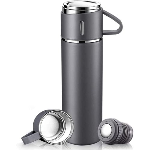 Stainless steel thermostat + 3 cups, 500 ml/16.9 oz (grey, black, blue) Advantage Gray Set 2.5 x 2.5 x 9.3 inches