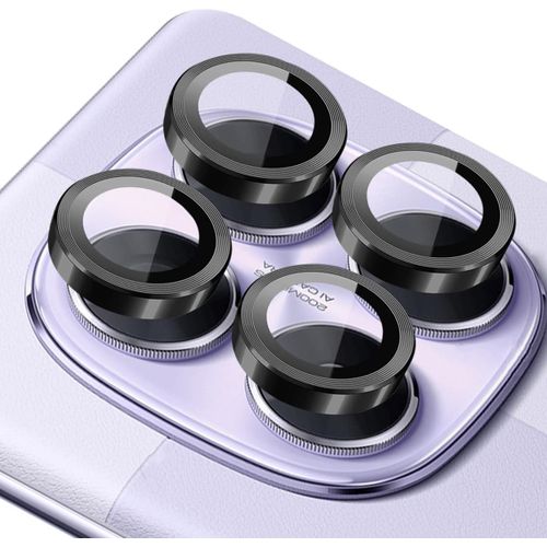 اطار عدسة كاميرا لموبايل شاومي ريدمي نوت 14 برو 5G، واقي شاشة زجاجي 9H مضاد للخدش، غطاء معدني للكاميرا الفردية من الزجاج المقسى لموبايل ريدمي نوت 14 برو 5G، اسود من سيميوبرير، قطعة واحدة