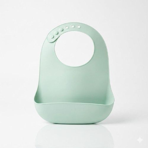 Soft Waterproof Silicone Baby Bib with Food Catcher Pocket, Easy to Clean, Adjustable Sizes for Infants and Toddlers