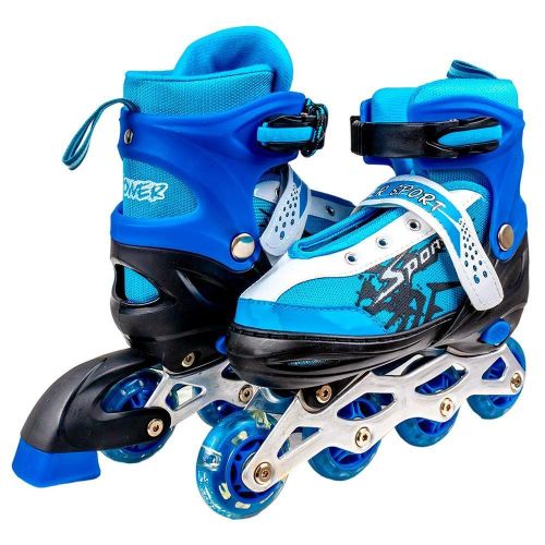 High-Performance Kids' Inline Skates with Illuminating Wheels and Secure Straps - Small Size (31-34) - Blue - 4002S