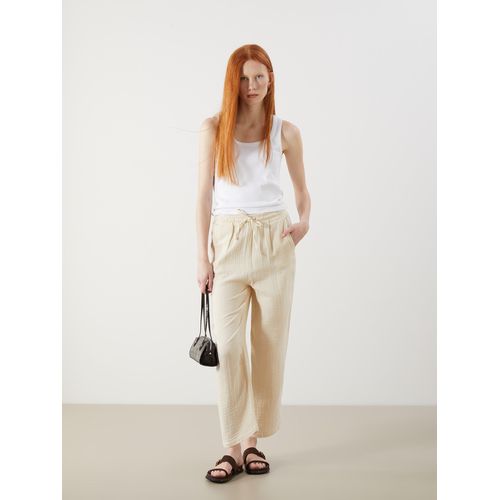 Elasticated Waist Textured Women's Trousers