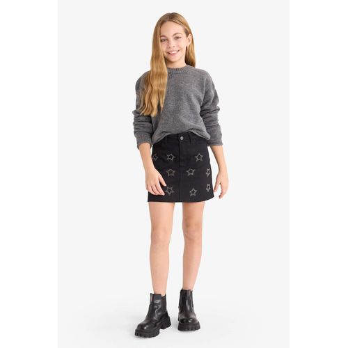 Girl Star Pattern Gabardine Skirt