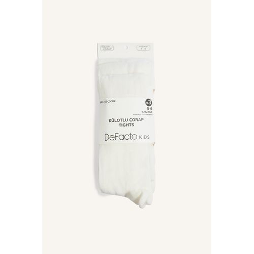 Girl Plain Cotton 3 Piece Pantyhose (3-Pack)