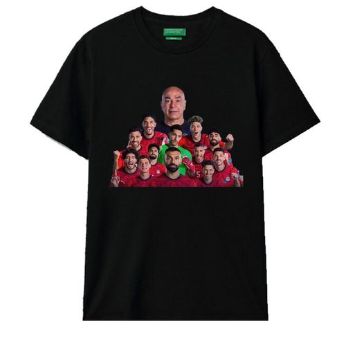 Black Cotton T-shirt Round Neck Half sleeve ,Egyptian National Football Team with Hossam Hassan