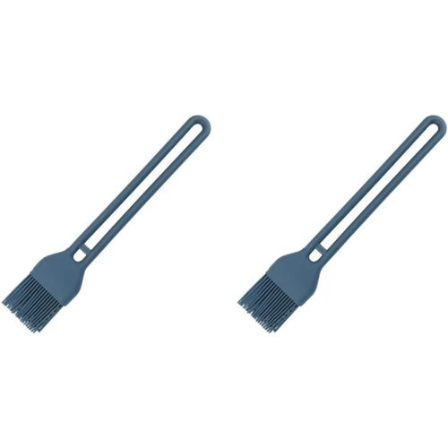 Heat-Resistant Silicone Oil Brush with Divider, Non-Stick Kitchen Brush for Cooking, Baking, Roasting & BBQ (Navy (two packs))