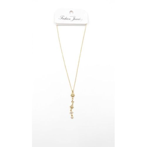 Stainless Steel Gold-Tone Celestial & Tropical Multi-Charm Drop Necklace