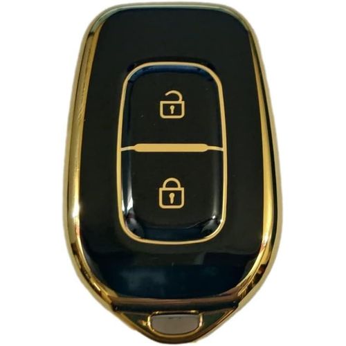 الكو غطاء مفتاح سيارة من البولي يوريثين الحراري متوافق مع التحكم عن بعد بزرين لسيارة رينو كيجر وكوايد وداستر اسود