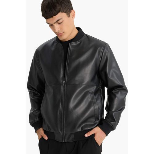 Regular Fit Faux Leather Jacket