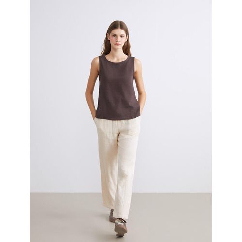 Elastic Waist Textured Muslin Women's Trousers