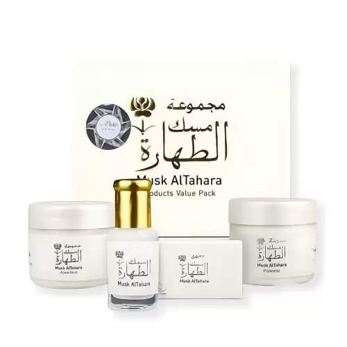 مجموعة مسك الطهارة بعطر المسك الأبيض برائحة ناعمة وثبات مميز 4 قطع