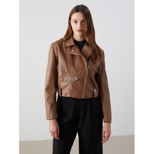 Biker Neck Women's Faux Leather Jacket