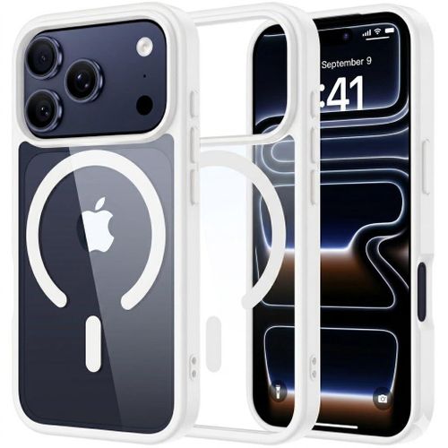 Clear MagSafe-Compatible Magnetic Case for iPhone 17 Pro 6.3-Inch with Military-Grade Protection - White