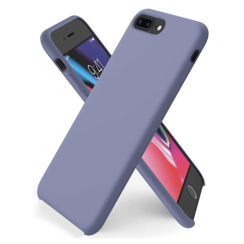 Compatible with iPhone 7/8 Plus 5.5 Inch Slim Liquid Silicone 4 Layers Soft Gel Rubber Shockproof Protective Phone Case with Anti Scratch Microfiber Lining (Blue Grey)