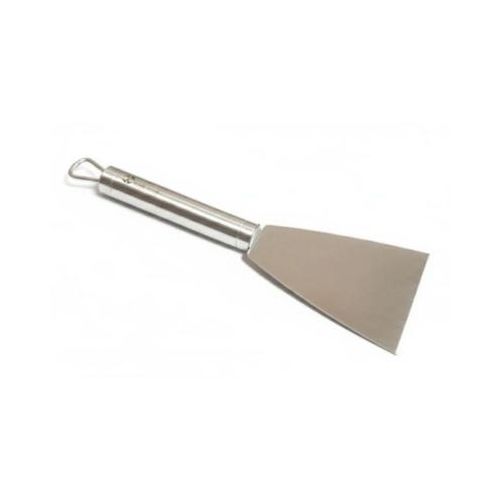 Stainless Steel BBQ Spatula and Dough Scraper – Professional Design with Cylindrical Metal Handle and Hanging Loop