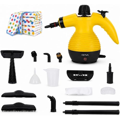 DX2911 Steam Cleaner 1200W, 300KPa Pressure, 120° Heat, 350ml Tank, 15 Pieces, With 10 Microfiber Towels Set 25x25 cm - Younta