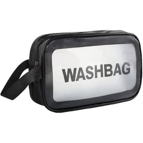 Women Makeup Beauty Bags Transparent Make Up Organizer Storage Bath Toiletry Wash Bag Travel Waterproof Cosmetic Bag, PU PVC Cosmetic Makeup Pouch for Women,Girl(BLACK)