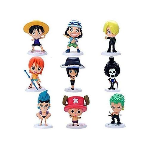 One Piece Chibi Figurine Set – 9-Piece Anime Collectibles Featuring Luffy, Zoro, Nami & Crew – Vibrant Mini Figures for Fans, Display, Gifts & Desk Décor – Durable, Stylized & Iconic – Color & Shape May Vary