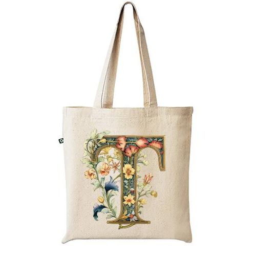 tote bag white High quality 100% linen handbag Black distinctive design and shapes, multi-use (travel/lecture/club/work),Letter T colors