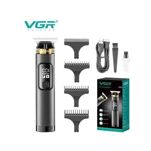 Professional Rechargeable Wet and Dry Hair and Beard Trimmer, Black - V-985