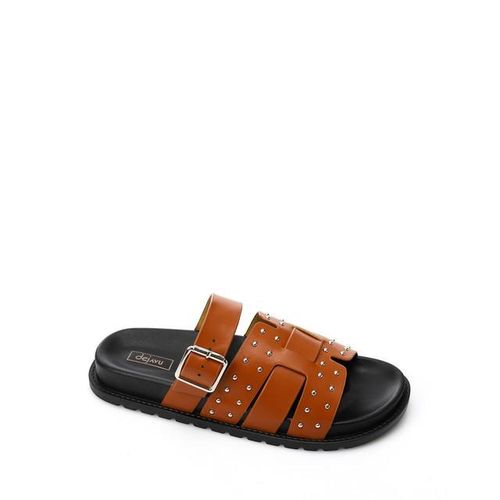 Leather Buckle Sandal - Brown