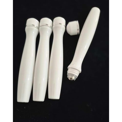 4 Pieces White Roller Eye Cream Bottles with Silver Metallic Balls 15ml 4pcs