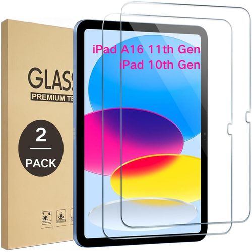 Screen protector for iPad 11th generation A16 2025 (11 inch)/10th generation 2022 (10.9 inch), 9H tempered glass, compatible with Apple Pencil, HD clear, scratch-resistant, high responsiveness, 2 pieces