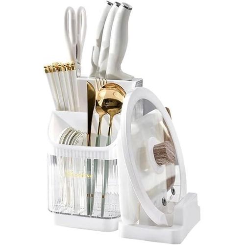 Utensil Holder Organizer for Counter or Countertop,Large Plastic Utensil Holder for Storage Cooking and Silverware with 3 Compartment